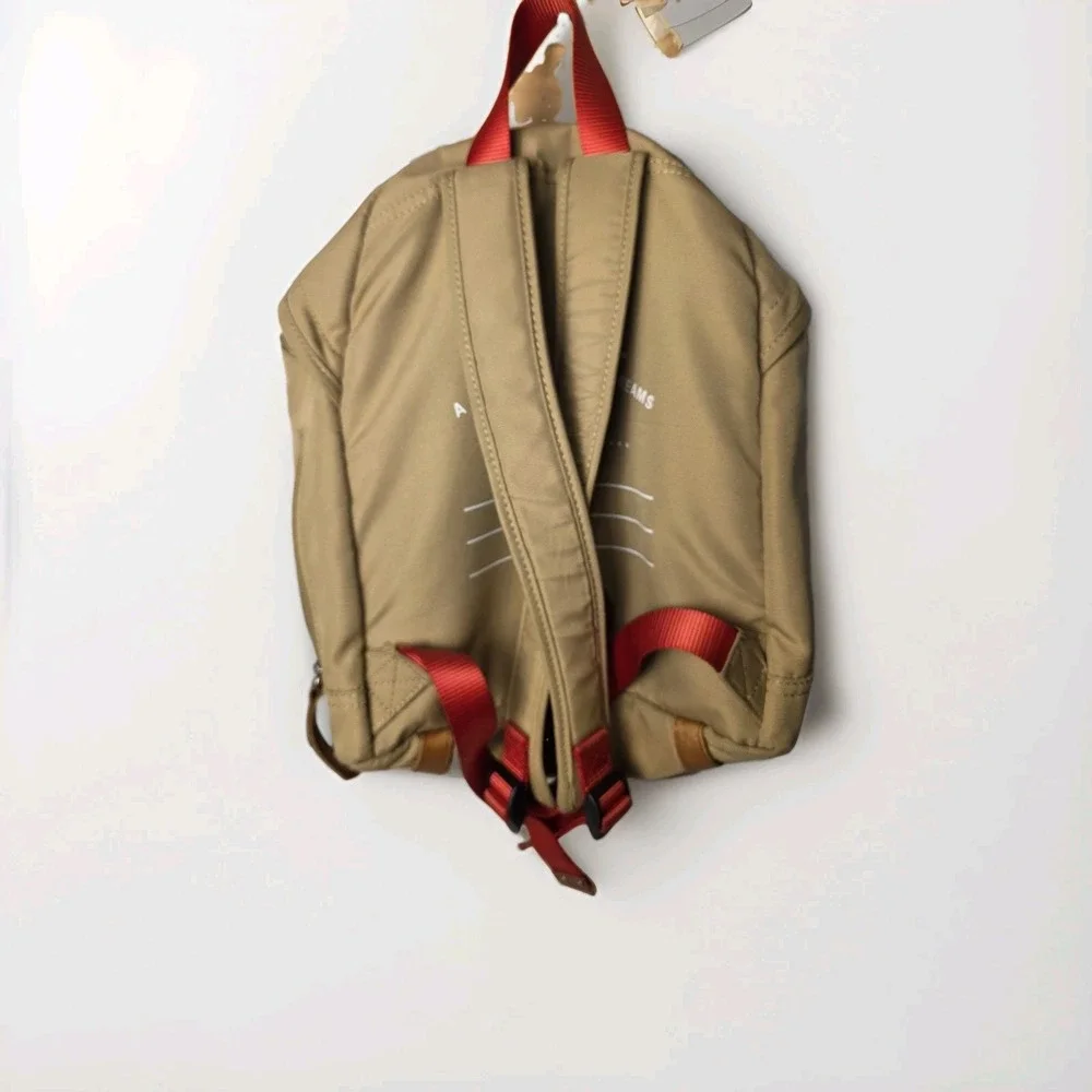 WILL LEATHER GOODS Backpack Tan Canvas Red leather Campus bag Laptop Sleeve